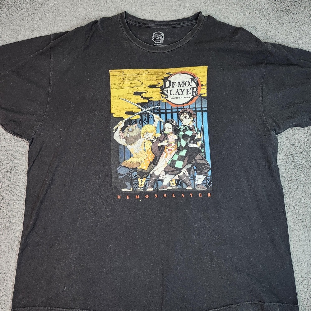 Demon Slayer Shirt Mens 3XL Black Kimetsu No Yaiba Anime Graphic T-Shirt Tee